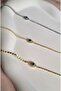 Stainless Steel Evil Eye Detailed Zircon Stone Thin Bracelet - 3