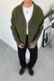 Khaki Basic Soft Relaxed Cardigan