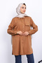 Camel Tunic with Pearls on the Shoulders - 3