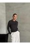 Anthracite Polo Neck Mini Heeled Blouse-4560 - 3