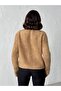 Women's Camel Towel Woven Buttoned Knitwear Cardigan - 7