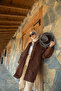 Women's Pocket Detail Cape Jacket Brown - 3