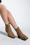 Women's Zippered Heeled Daily Boots Gontre Tan Suede - 4