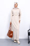 Stone Stand Collar Ribbed Mercerized Dress