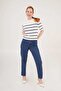 Short Midi Striped Short Sleeve White Navy Blue Blouse S-M Size Matching - 3