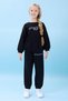 Girl's Dreamy Embroidered Crew Neck Seasonal Top and Bottom Set Black - 3