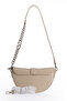 Asymmetrical Design, Chain and Logo Detailed Stylish Women's Shoulder Bag 930373 Beige - 3