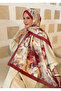Mira Silk Patterned Cotton Soft Shawl Inspiration Series Burgundy-Cream - 4