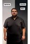 Battal Large Size Black Polo Neck 100% Cotton Knitted Honeycomb Fabric T-Shirt