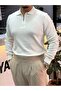 Men's Relaxed Fit Half Zip Polo Neck Sweater - 2