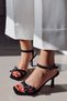 Plus Buckle Strap Detailed Blunt Toe Heeled Stylish Women's Evening Dress Shoes Black Suede