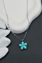 Stainless Steel Rotating Blue Stone Silver Women's Necklace - 4