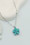 Stainless Steel Rotating Blue Stone Silver Women's Necklace - 3