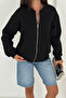 Women's Zippered Oversized College Hoodie – Sardonlu & Hooded - 5