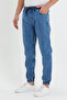 Men's Elastic Waist Blue Denim Jogger Pants - 5