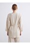 Lcwaikiki Classic Ecru Shawl Collar Striped Oversize Women's Cardigan - 4
