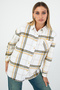 White Background Yellow-Black Plaid Pattern Women's Shirt – Long Sleeve, Comfortable Fit, Casual and Office Chic - 4