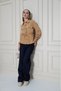 Women's Caramel Kupra Fabric Long Sleeve Waist Ruched Blouse/Shirt 700-3738297 - 2