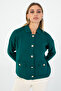 Emerald Green Color Buttoned Women's Cardigan – Minimal Design, Comfortable Fit, Casual and Office Chic - 4