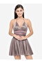 Shirred Halter Neck Satin Babydoll - 2