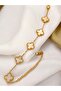 White Clover Motif Women's Bracelet – Gold Color Chain - 2