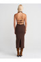 91518 Halter Neck Midi Dress-Brown - 2