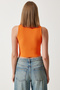 Cut Out Detailed Ribbed Crop Knitted Blouse Lkh0004 Orange - 6