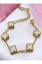 White Clover Motif Women's Bracelet – Gold Color Chain