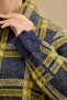 Plaid patterned mink coat navy blue - 3