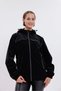 Women's black hooded nova fabric stylish seasonal water and windproof raincoat - 4