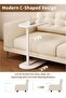 C-Shaped Side Table with Metal Frame, Coffee Bed Couch End Table Laptop Holder - 4