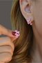 Rose Gold Pink Floral Hoop Earrings – Vintage Earrings with Zircon Stone & Pearl Detail - 5