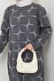 Women's Gray Long Sleeve Patterned Hijab Knitwear Tunic - 5