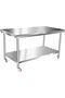 Stainless Steel Prep Table Commercial Work Table Heavy Duty Table with Undershelf Plus 4 Casters (Wh