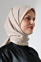 وشاح شيفون مسطح بتصميم ملتف مع حواف مزخرفة - بيج - 5