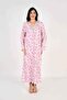 Ladies Jalabiya – White Base with Pink Florals and Embroidered Neckline - 5