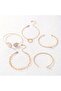 Gold Color Women's Bracelet Set of 5 Marble Pattern, Heart, Triangle and Chain Combination 0324 - 2