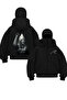 Harajuku Black Unisex Lord with a Snow Mask Printed Oversize Cardigan