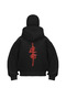 Harajuku Red Katana Printed Ninja with a Balaclava Unisex Sweatshirt Cardigan
