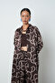 Women's Brown Patterned Long Tunic Hijab Shirt - Dress - 3