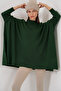 15783 Slit Poncho Sweater - Emerald Green - 4