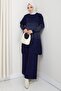 Women's Silvery Patterned Knitwear Hijab Sweater – Stylish Casual Model - 3