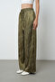 Women's Khaki Patterned Wide Leg Elastic Waist Lace-Up Trousers - 2