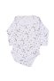 Unisex White Moon and Star Patterned Long Sleeve Snap-On Bodysuit - 3