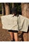 Beige Batwing Sleeve Detail Collared Buttoned Comfortable Fit Oversized Midi Length Trench Coat - 2