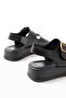 1187 Black Wedge Heel Rubber Helmet Women's Sandals - 5