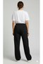 Lenithra Unisex Three Thread Ribbed Thick Winter Baggy Embroidery Detail Black Sweatpants - 3