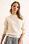 Women's Ecru Thread Sequin Soft Textured Knitwear Sweater Kzk-19000994 - 2