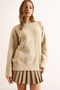 Women's Stone Crew Neck Soft Textured Relaxed Fit Sweater Kzk-19000992 - 5