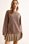 Women's Plain Camel Basic Soft Textured Loose Sweatshirt Swt-19000457 - 3